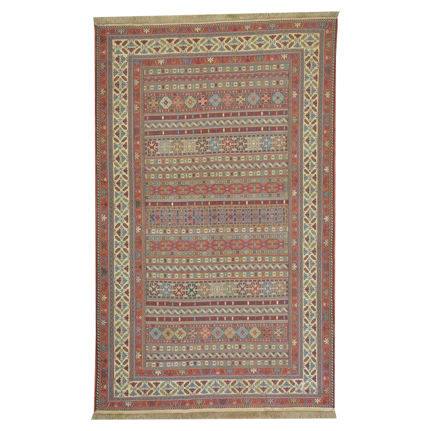 Fine Soumack Weave Tribal Design Handmade Wool Rug (Size 4.4 X 7.0) Cwral-9984