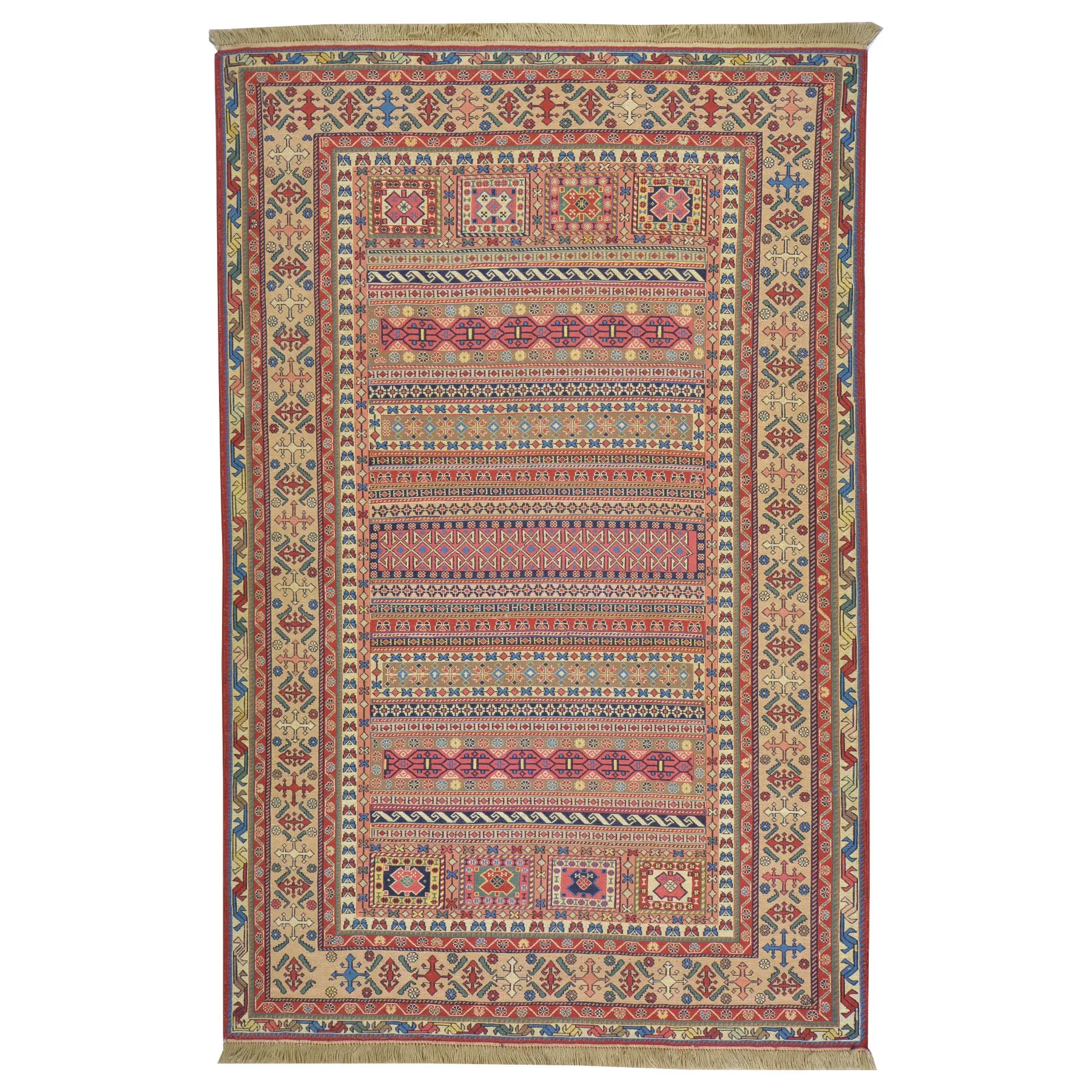 Fine Soumack Weave Tribal Design Handmade Wool Rug (Size 4.7 X 7.1) Cwral-9978