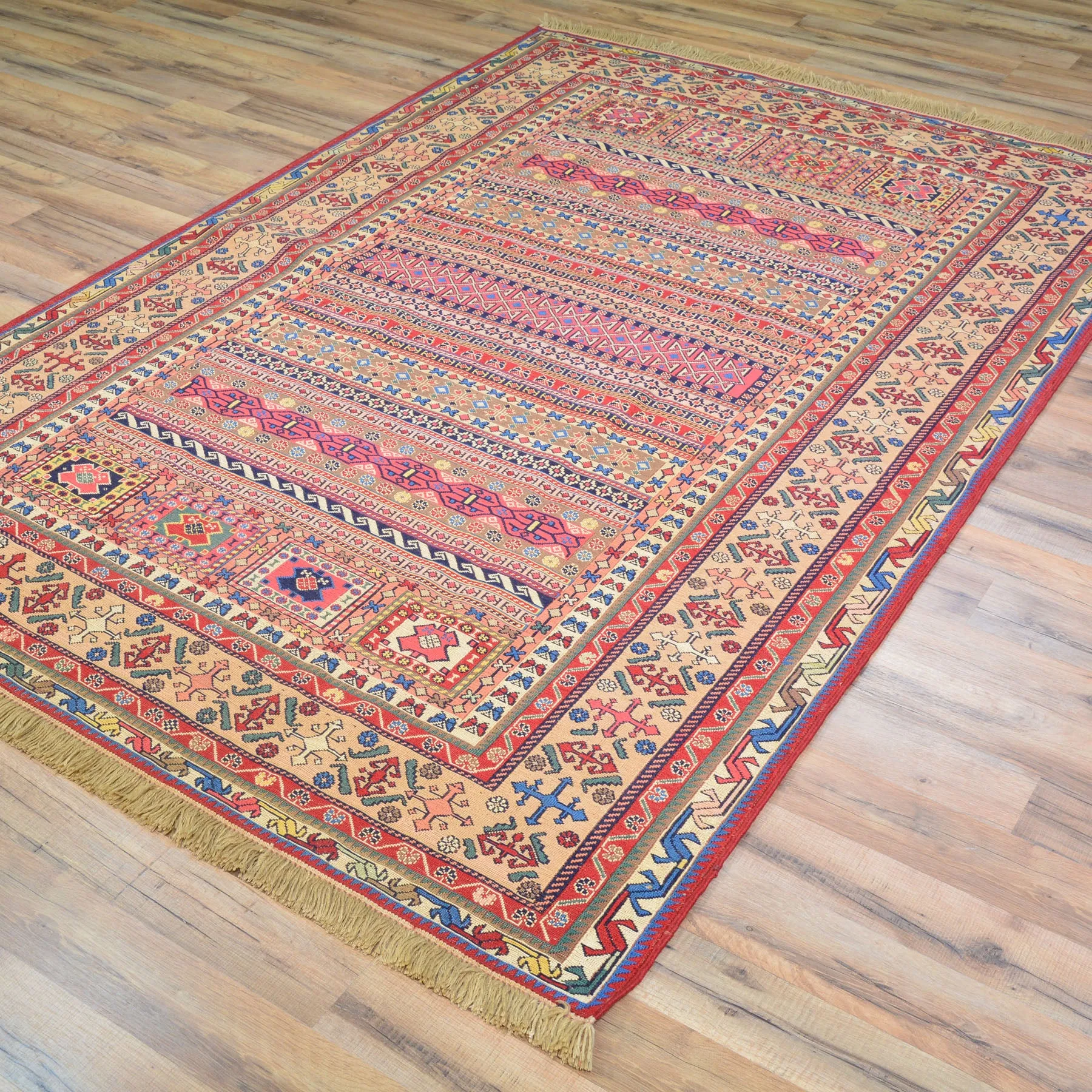 Fine Soumack Weave Tribal Design Handmade Wool Rug (Size 4.7 X 7.1) Cwral-9978