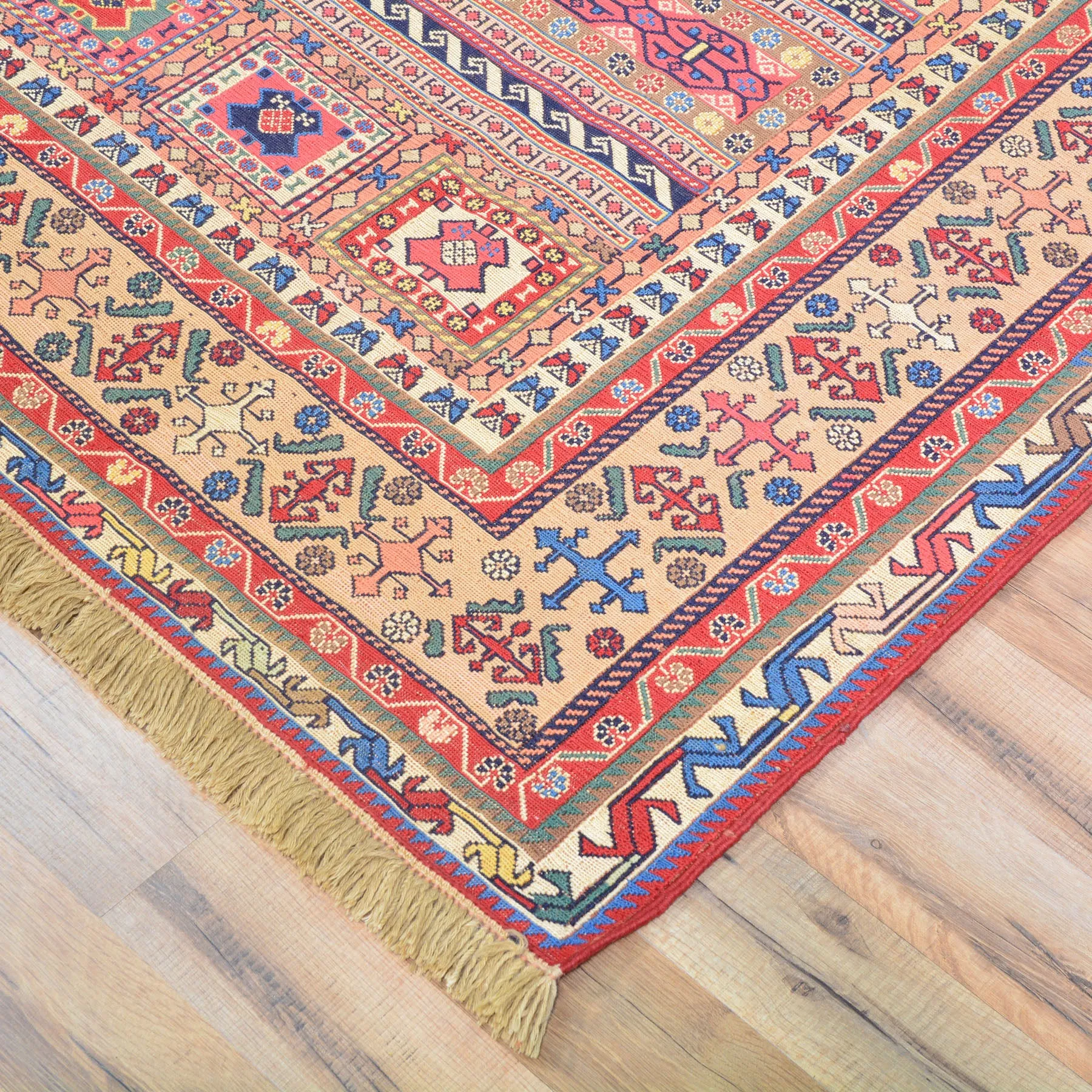 Fine Soumack Weave Tribal Design Handmade Wool Rug (Size 4.7 X 7.1) Cwral-9978