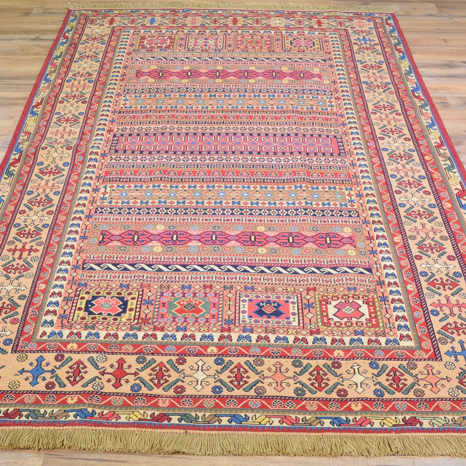 Fine Soumack Weave Tribal Design Handmade Wool Rug (Size 4.7 X 7.1) Cwral-9978