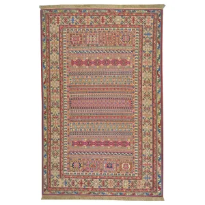 Fine Soumack Weave Tribal Design Handmade Wool Rug (Size 4.7 X 7.1) Cwral-9978
