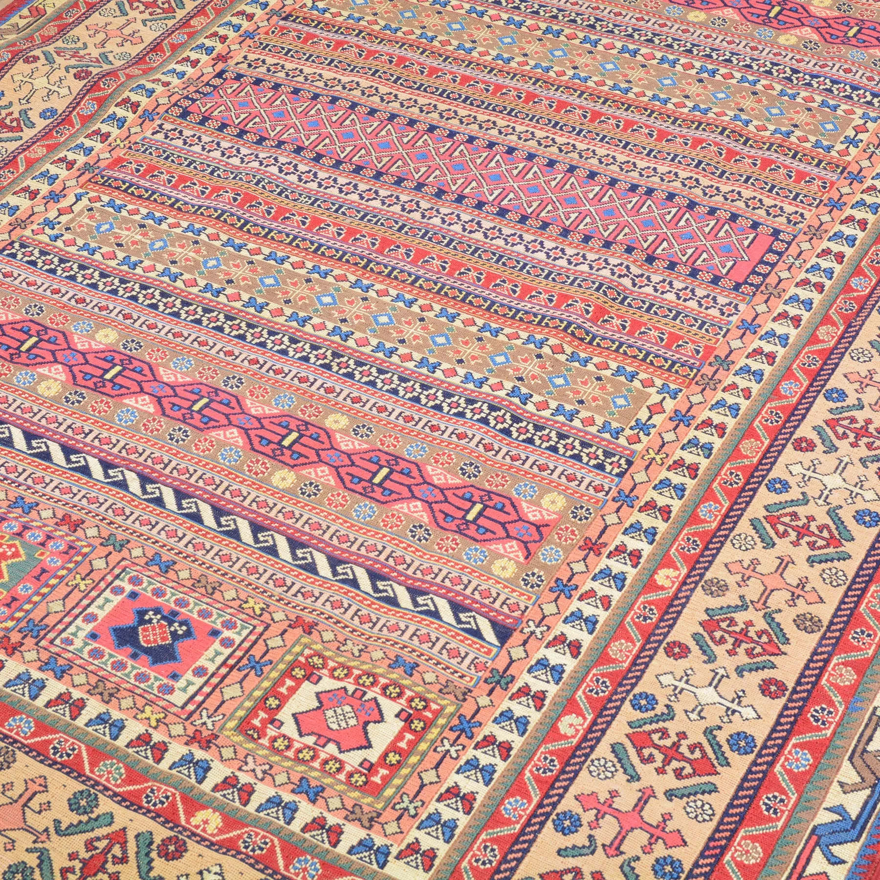 Fine Soumack Weave Tribal Design Handmade Wool Rug (Size 4.7 X 7.1) Cwral-9978