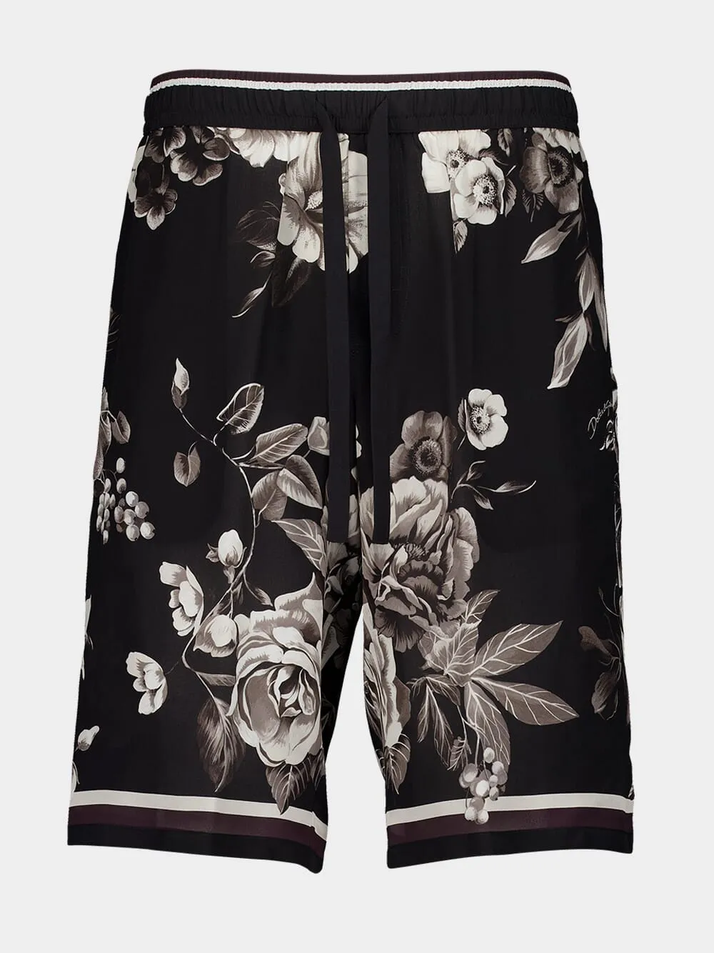 Floral-Print Silk Jogging Shorts