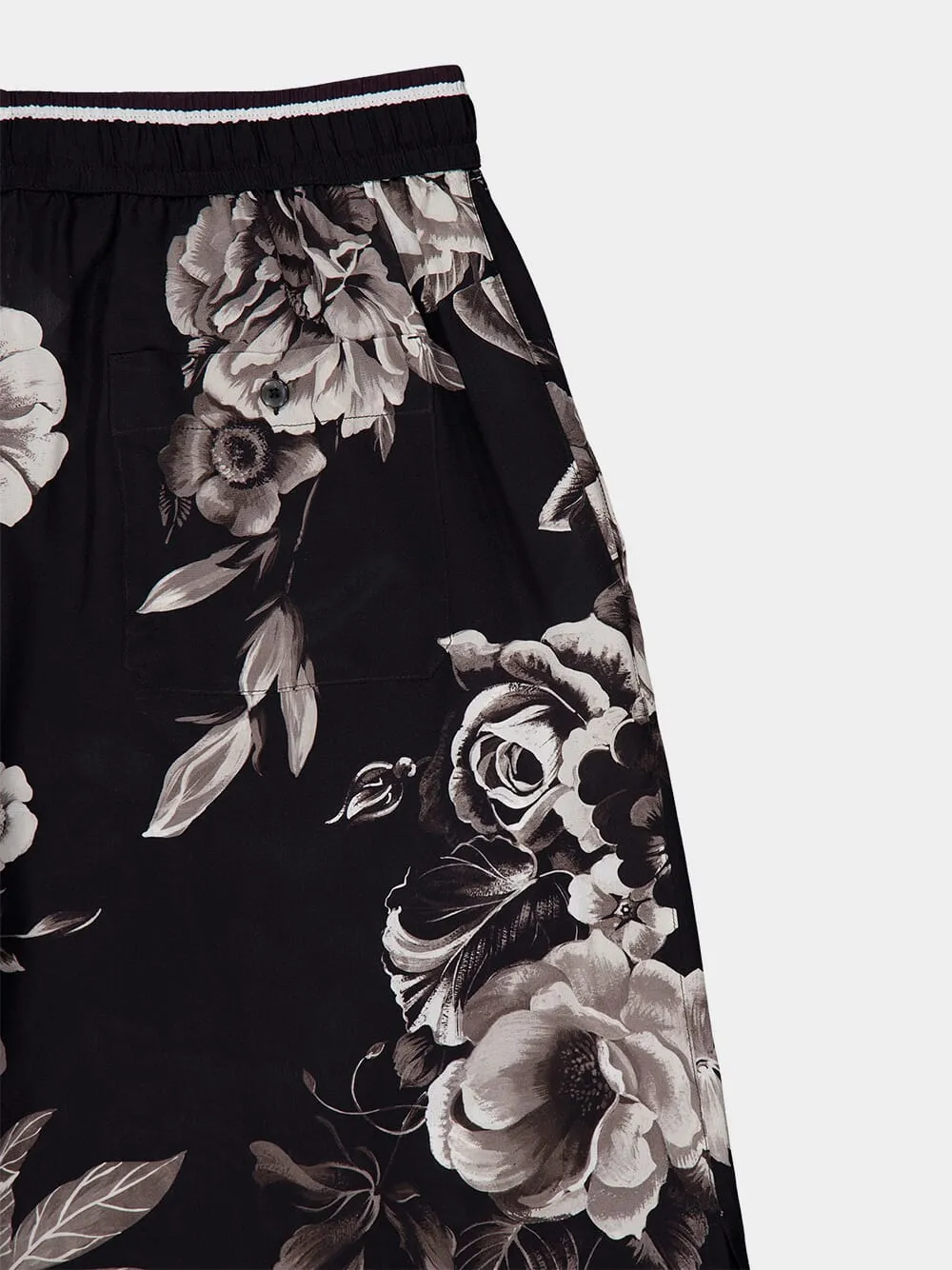 Floral-Print Silk Jogging Shorts