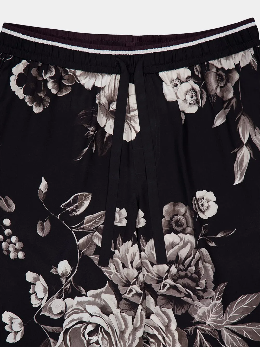 Floral-Print Silk Jogging Shorts