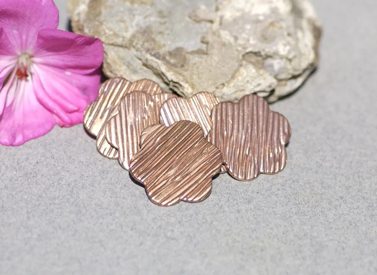 Flower 19.5mm Woodgrain Pattern  Blank Cutout for Enameling Stamping Texturing Blanks Variety of Metals