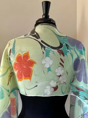 Flowers multicolored pattern Habotai Silk