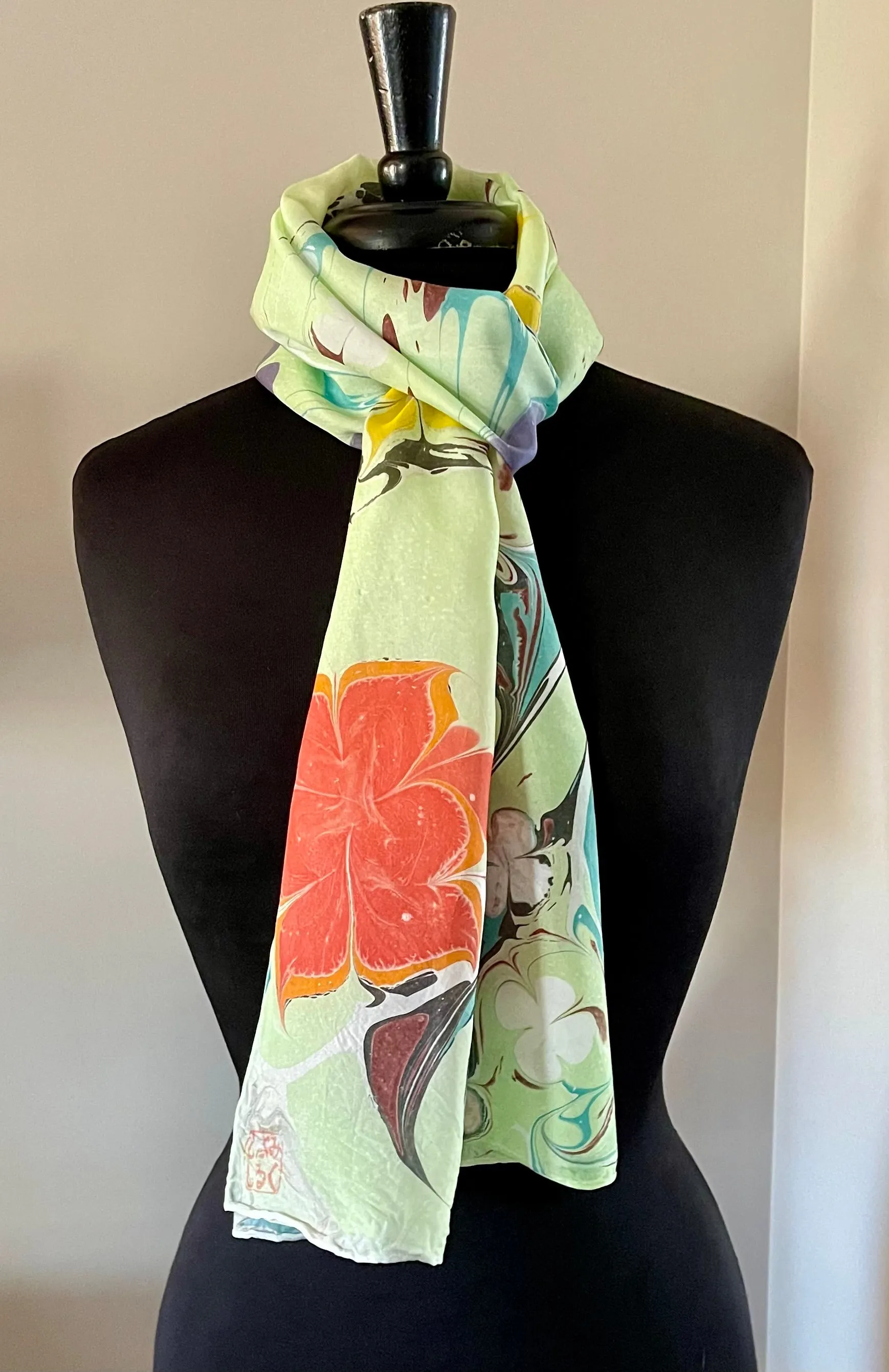 Flowers multicolored pattern Habotai Silk