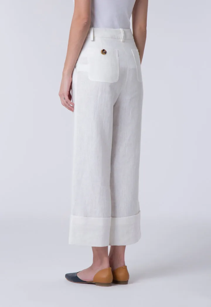 Folded Hem Linen Trouser