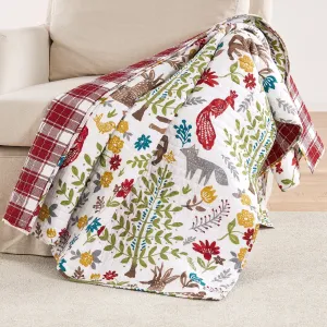Folk Deer Quilted Throw