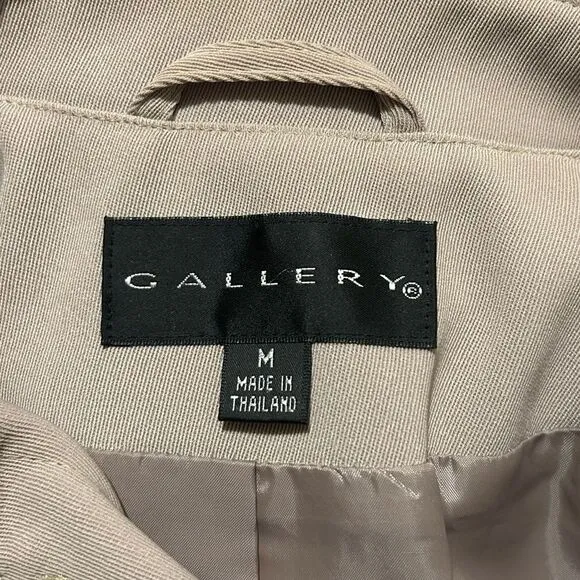 GALLERY Tan Long Sleeve Button Front Longline Coat M