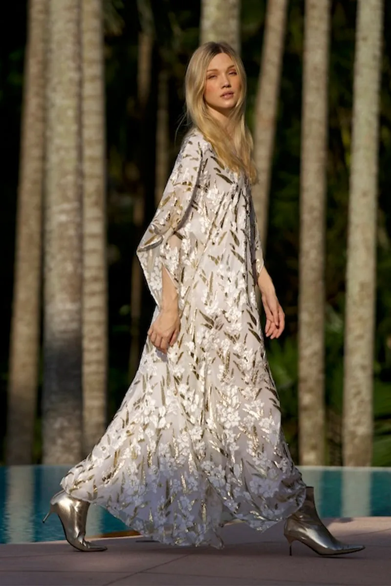 Gold Petal Velour Devore Boubou Caftan