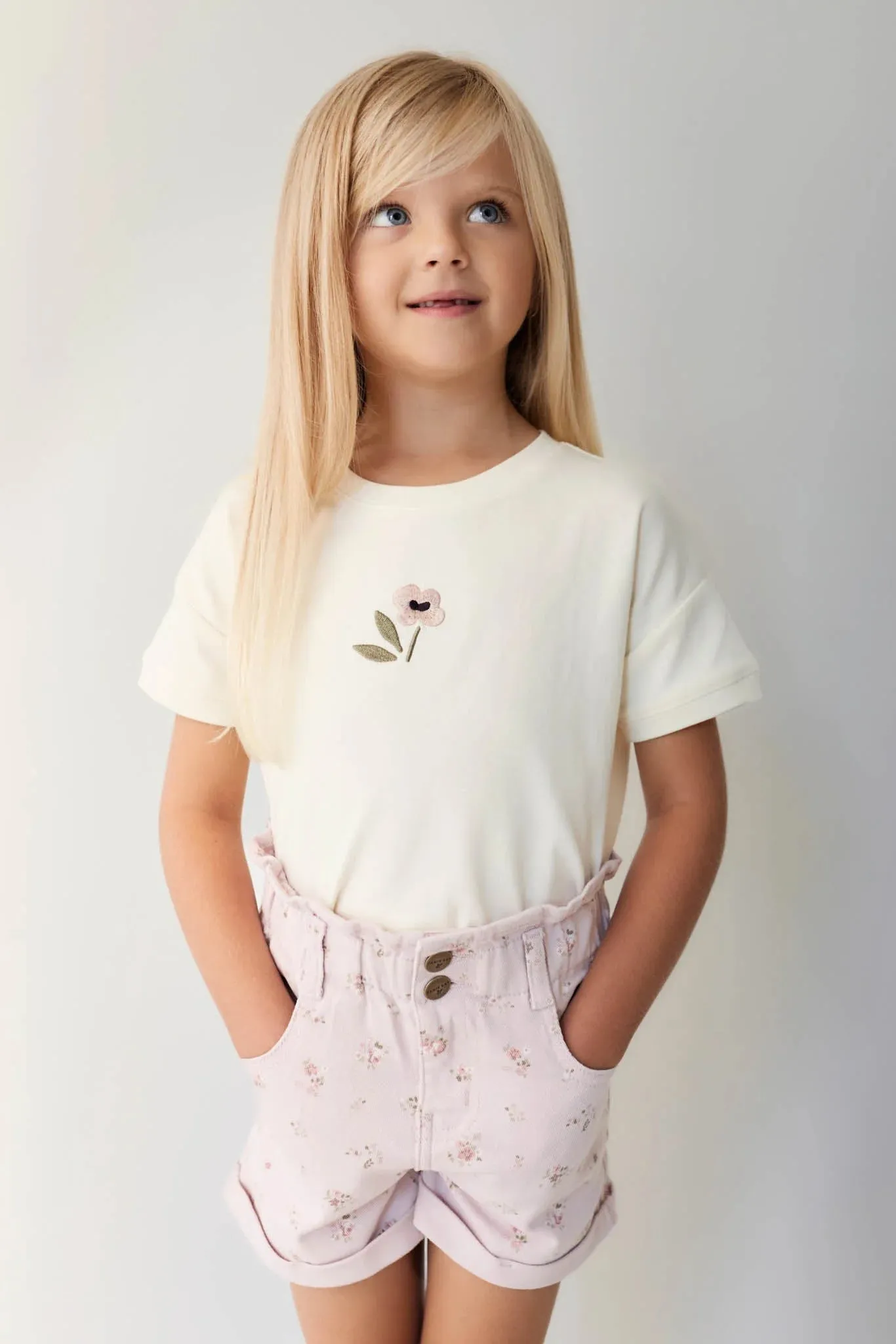 Grace Violet Floral Denim Short