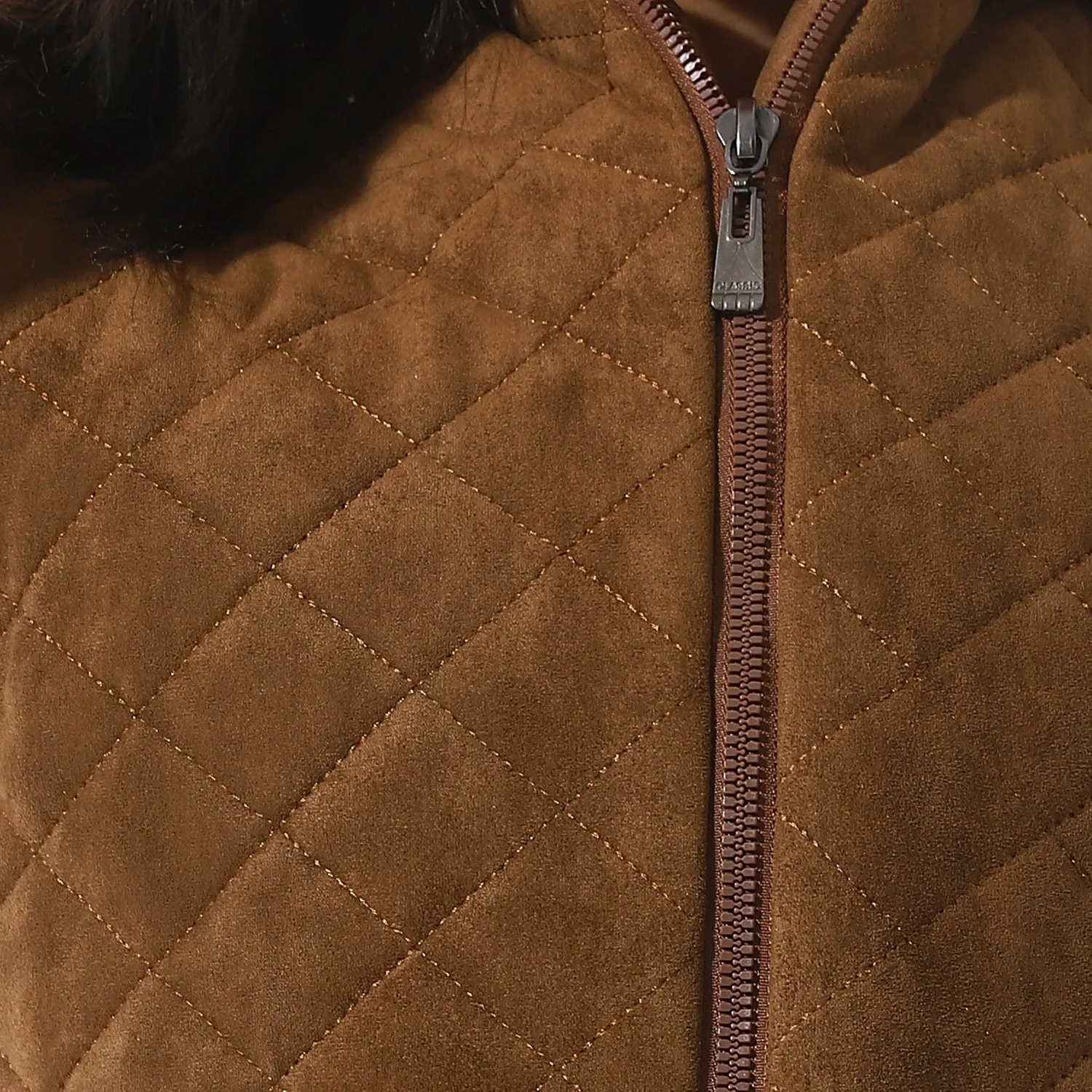 Grayish_Brown_Quilted_Hooded_Girls_Jacket