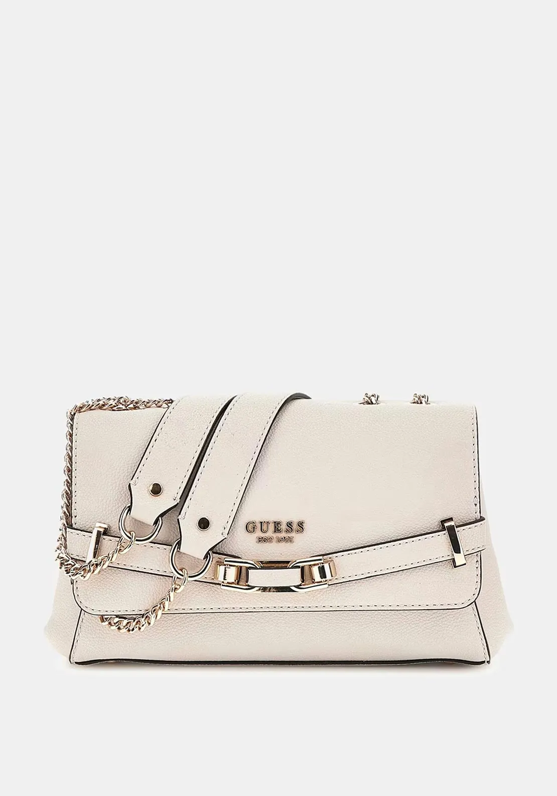 Guess Silvye Buckle Detail Shoulder Bag, Stone
