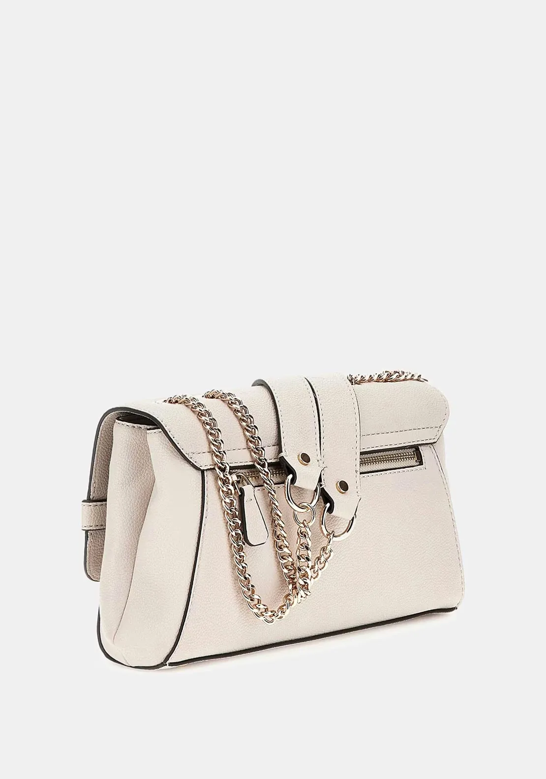 Guess Silvye Buckle Detail Shoulder Bag, Stone