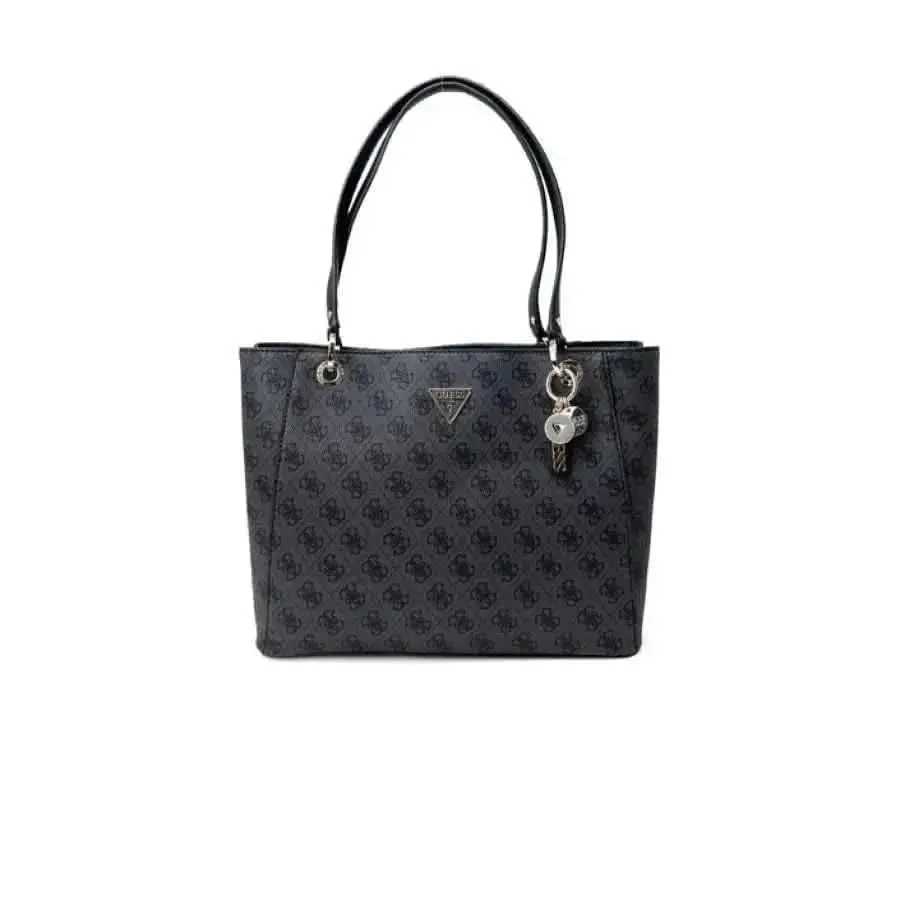 Guess Women's Beige Handbag with Print and Zip Closure