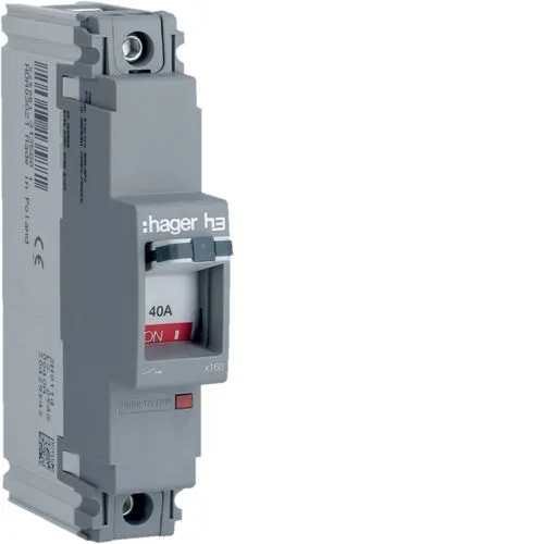 Hager HDA038Z 40A 18kA Single Pole Fixed Thermal TM MCCB h3 x160