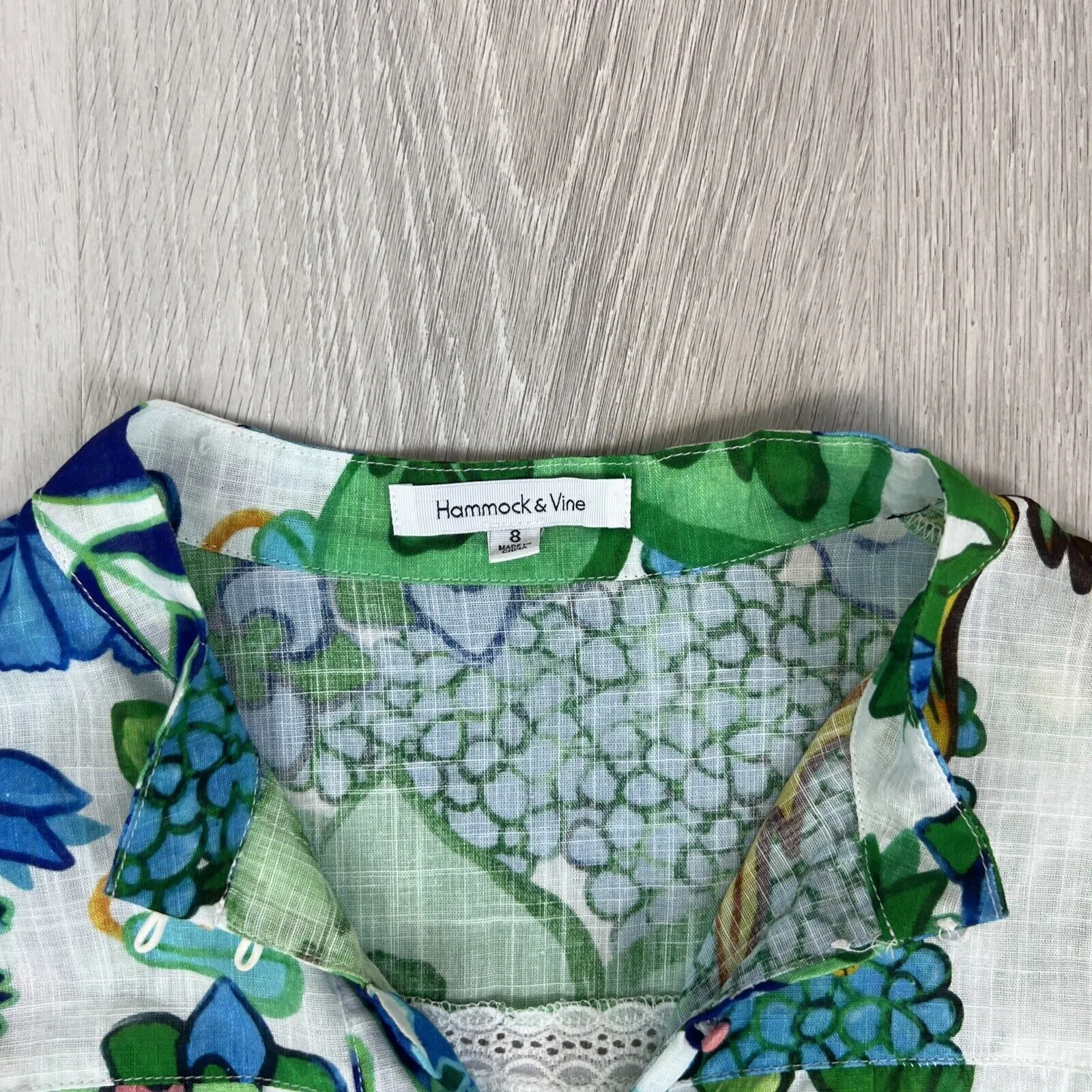 Hammock & Vine Womens Button Up 2/3 Sleeve Shirt Size 8