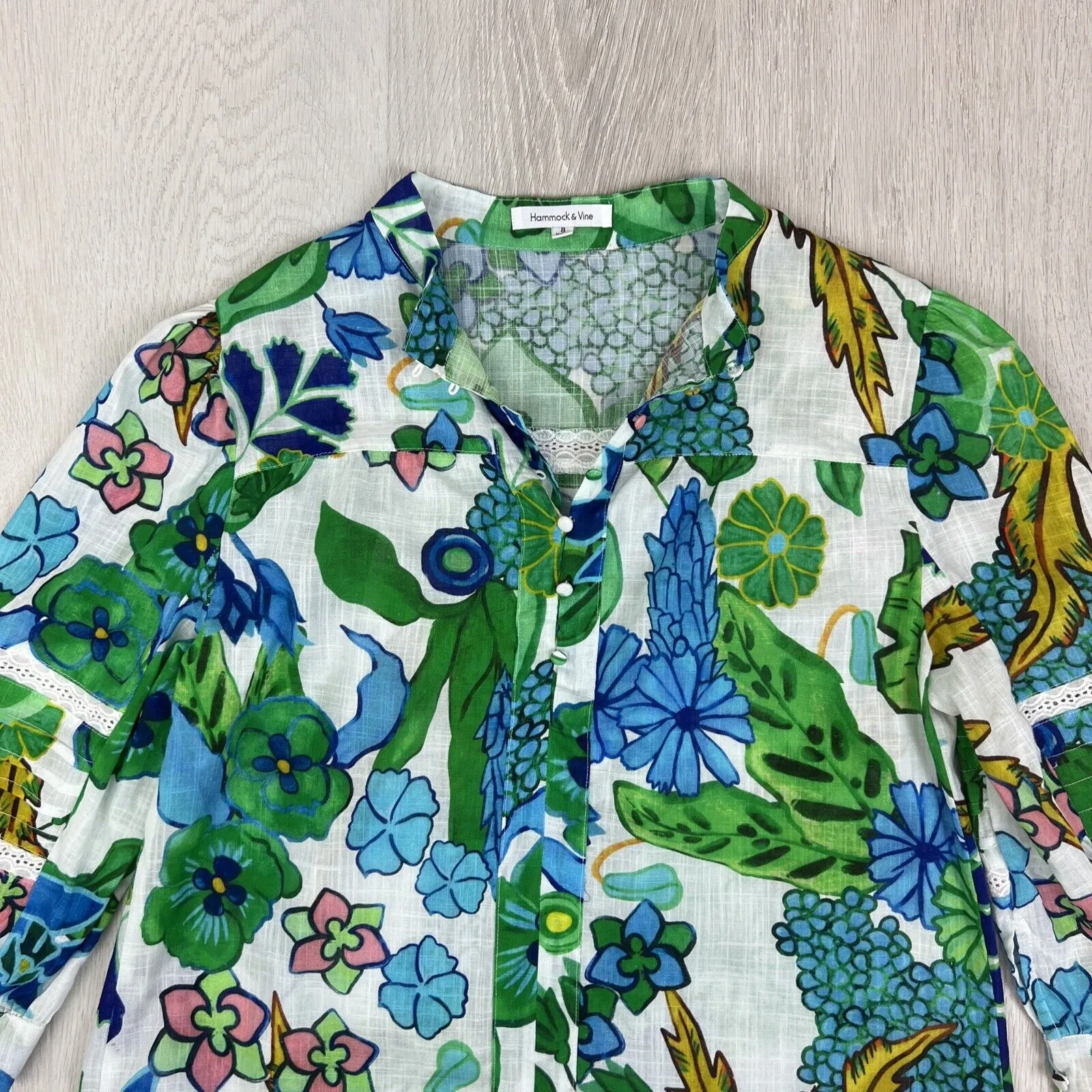 Hammock & Vine Womens Button Up 2/3 Sleeve Shirt Size 8