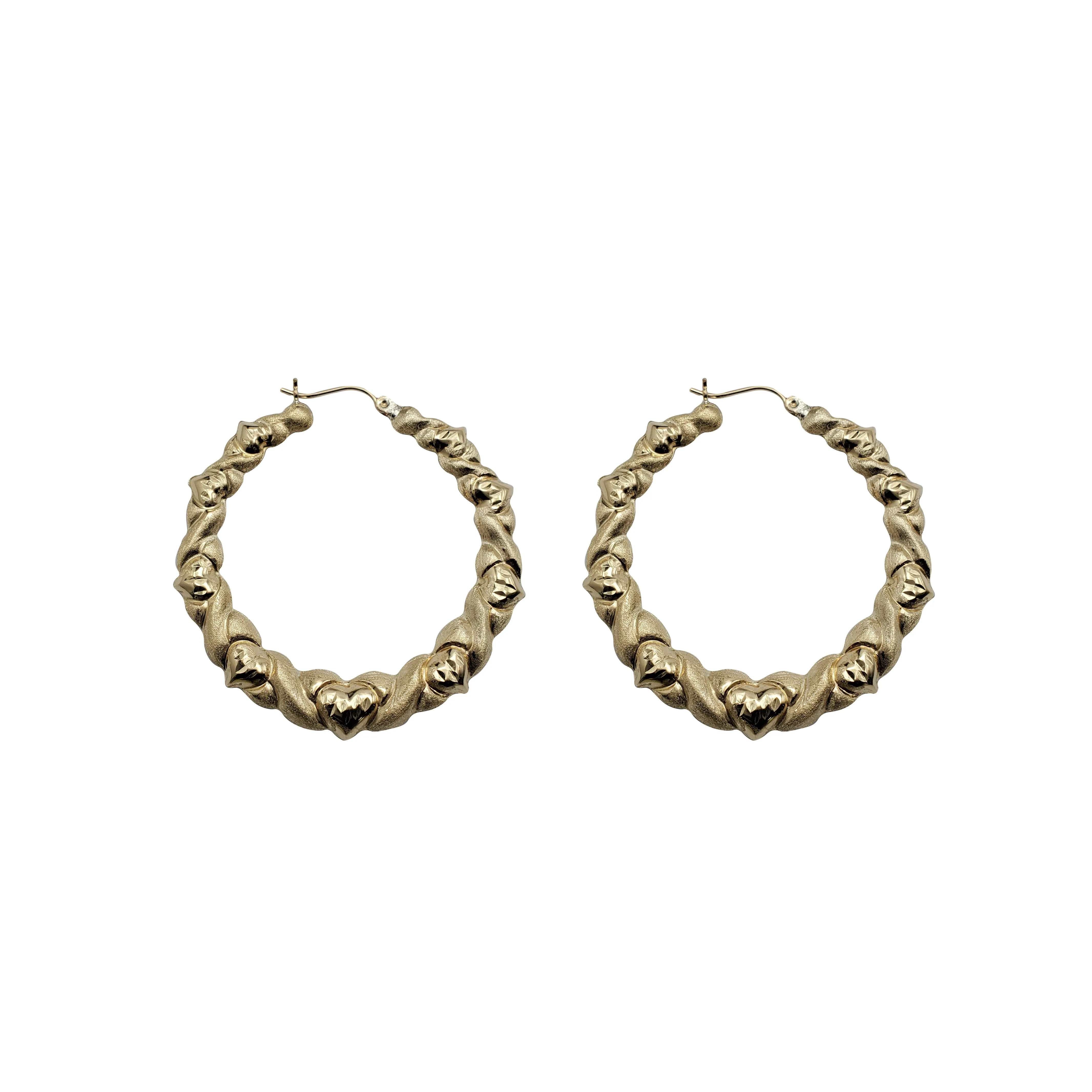 Heart Design Bamboo Earrings (10K)