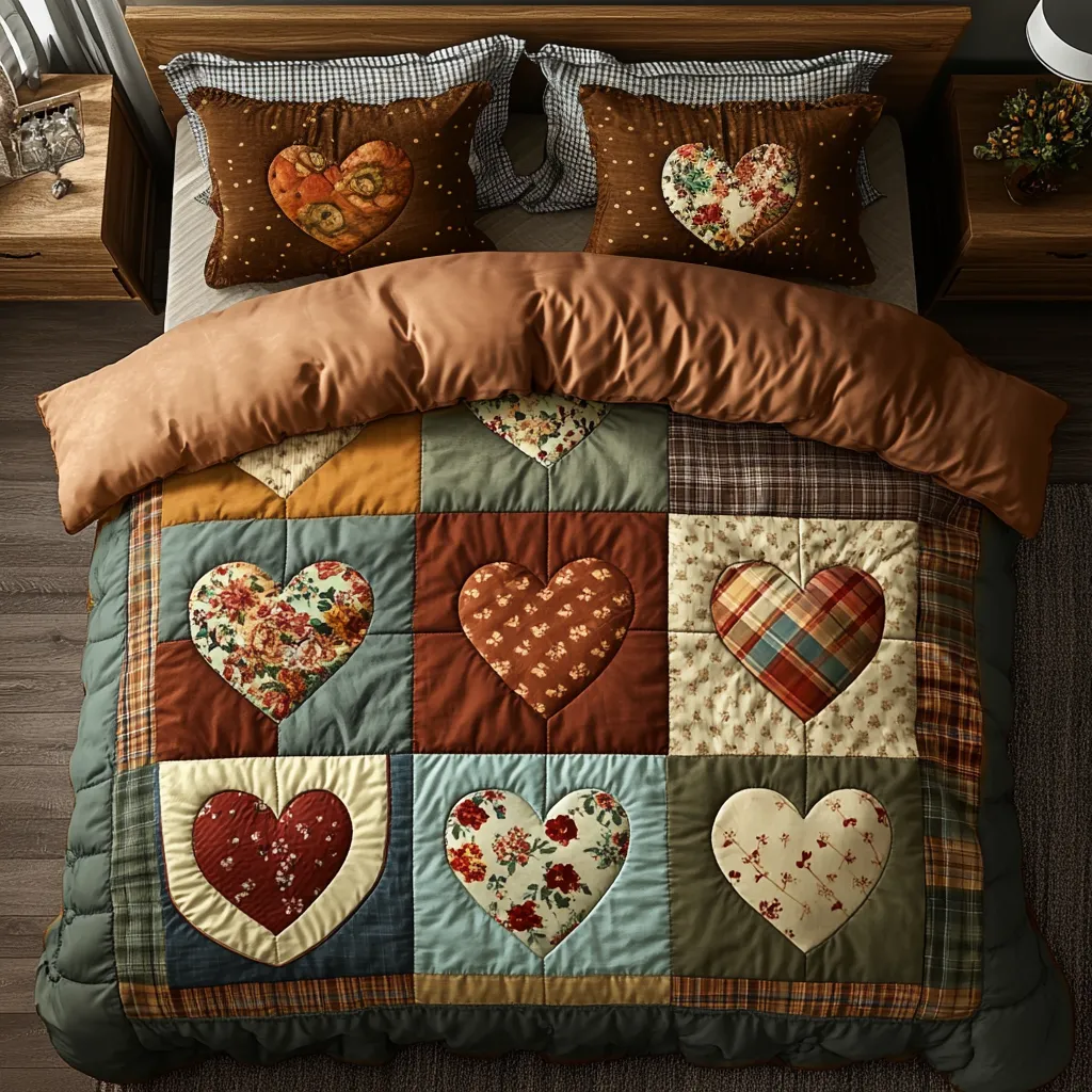 Heart Threads 3-Piece Quilted Bedding Set NCU0NVH154
