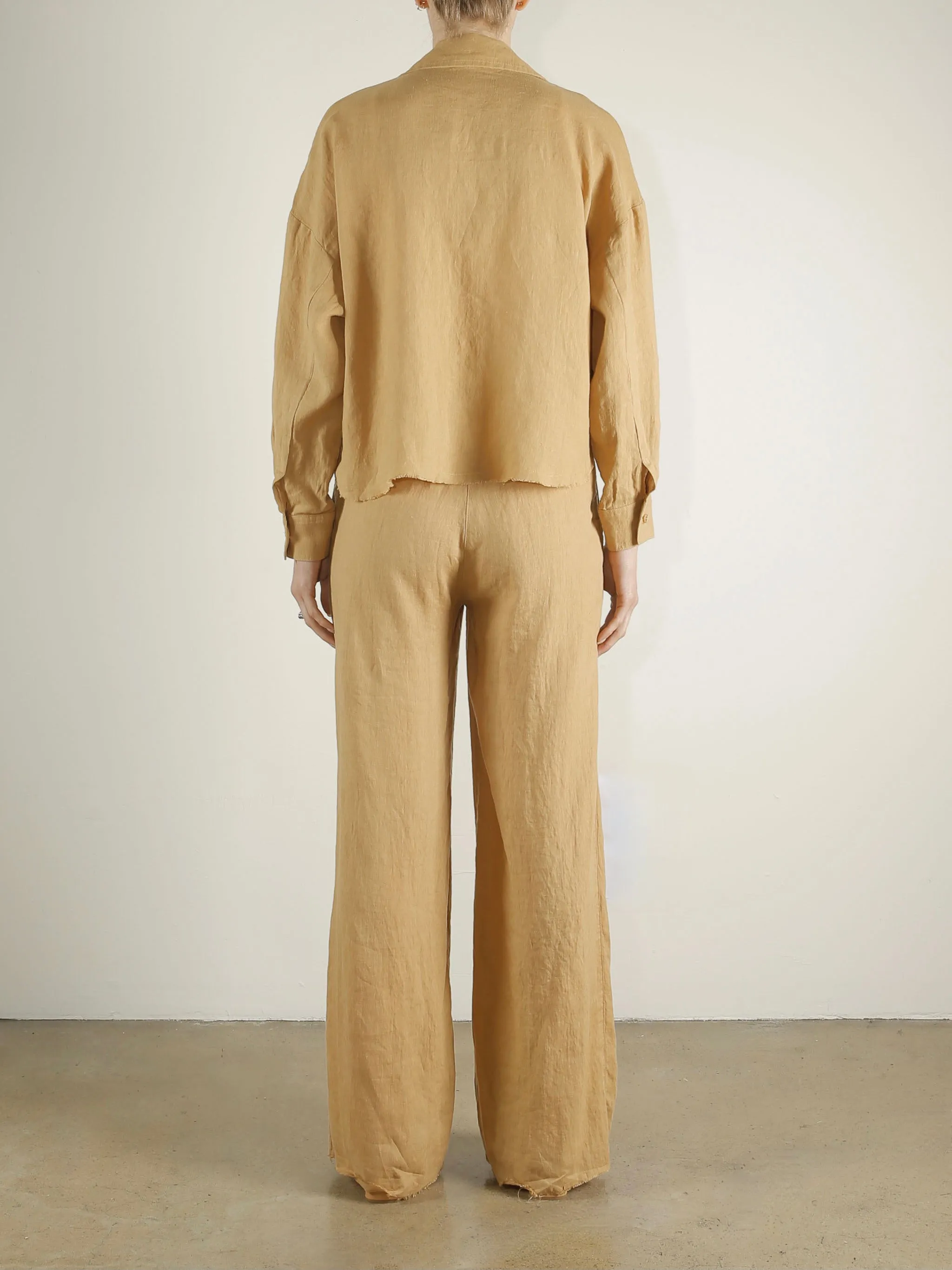 Hepburn Pant in French Linen - Wheat