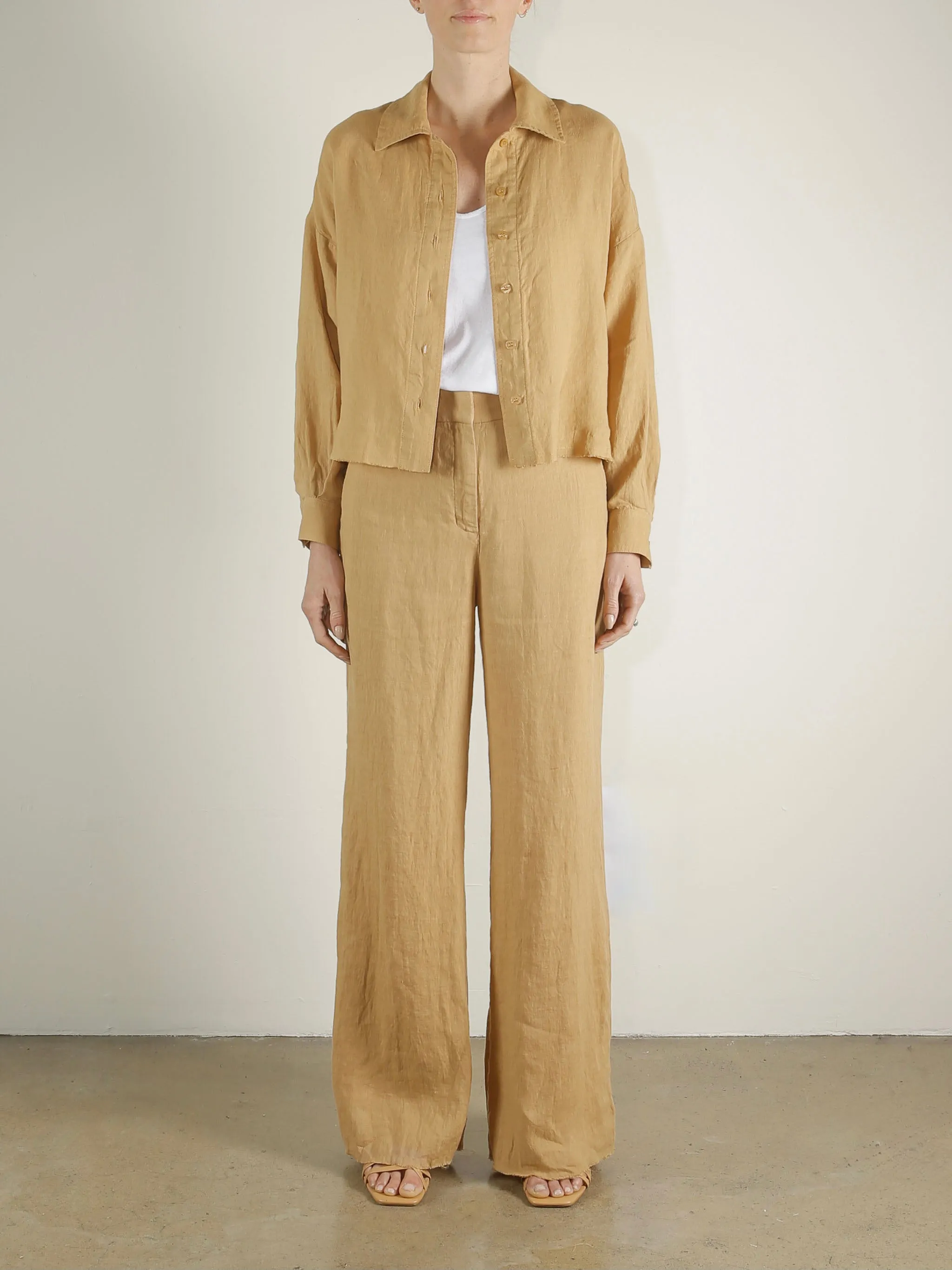 Hepburn Pant in French Linen - Wheat