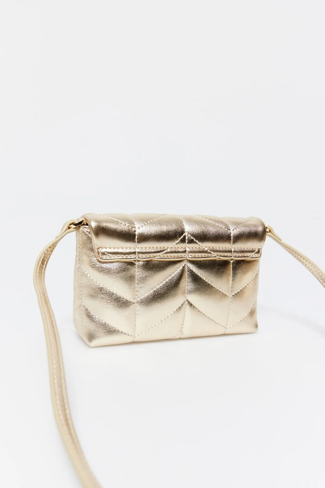 Herringbone Quilted Crossbody - Gold