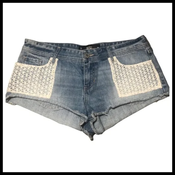 HOLLISTER Low Rise Crochet Jean Shorts