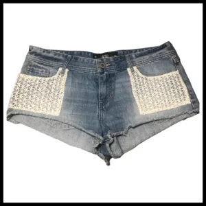HOLLISTER Low Rise Crochet Jean Shorts