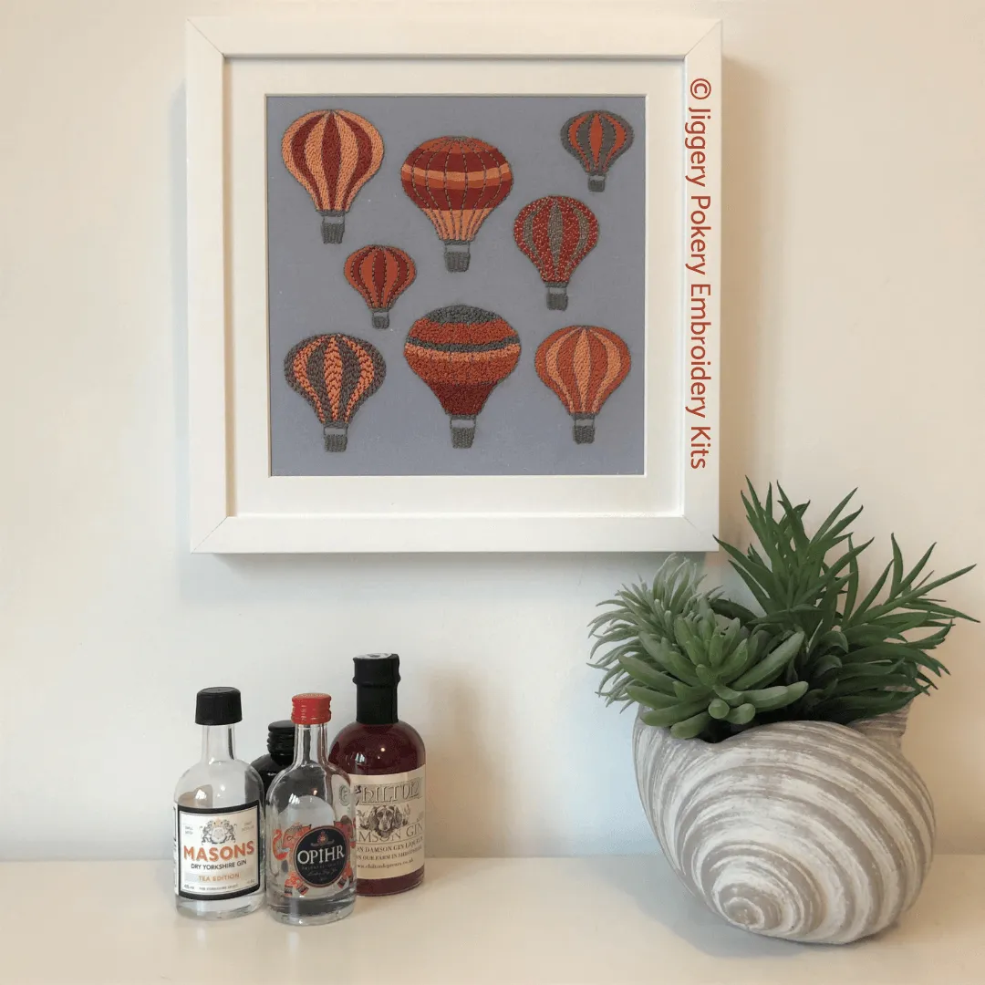 Hot air balloons embroidery kit