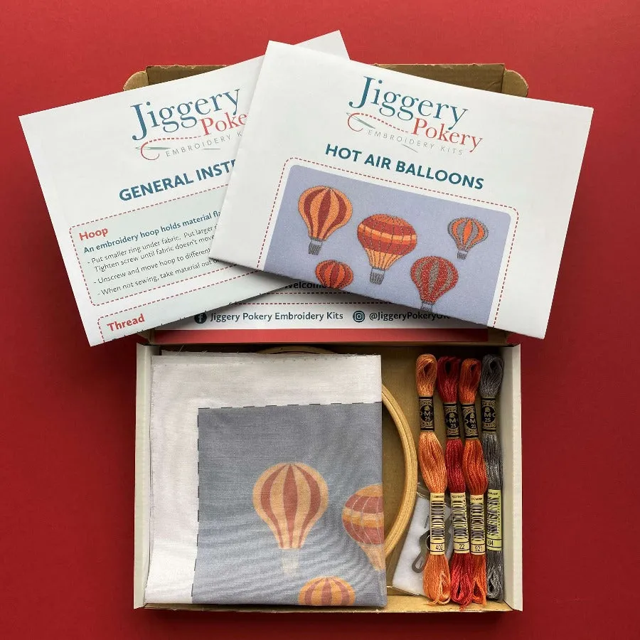 Hot air balloons embroidery kit