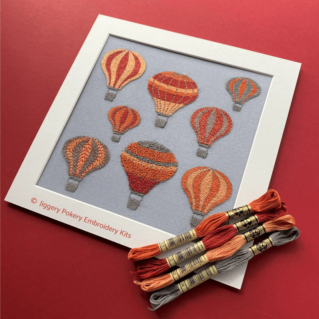 Hot air balloons embroidery kit
