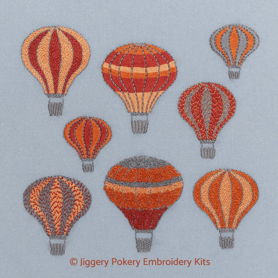 Hot air balloons embroidery kit