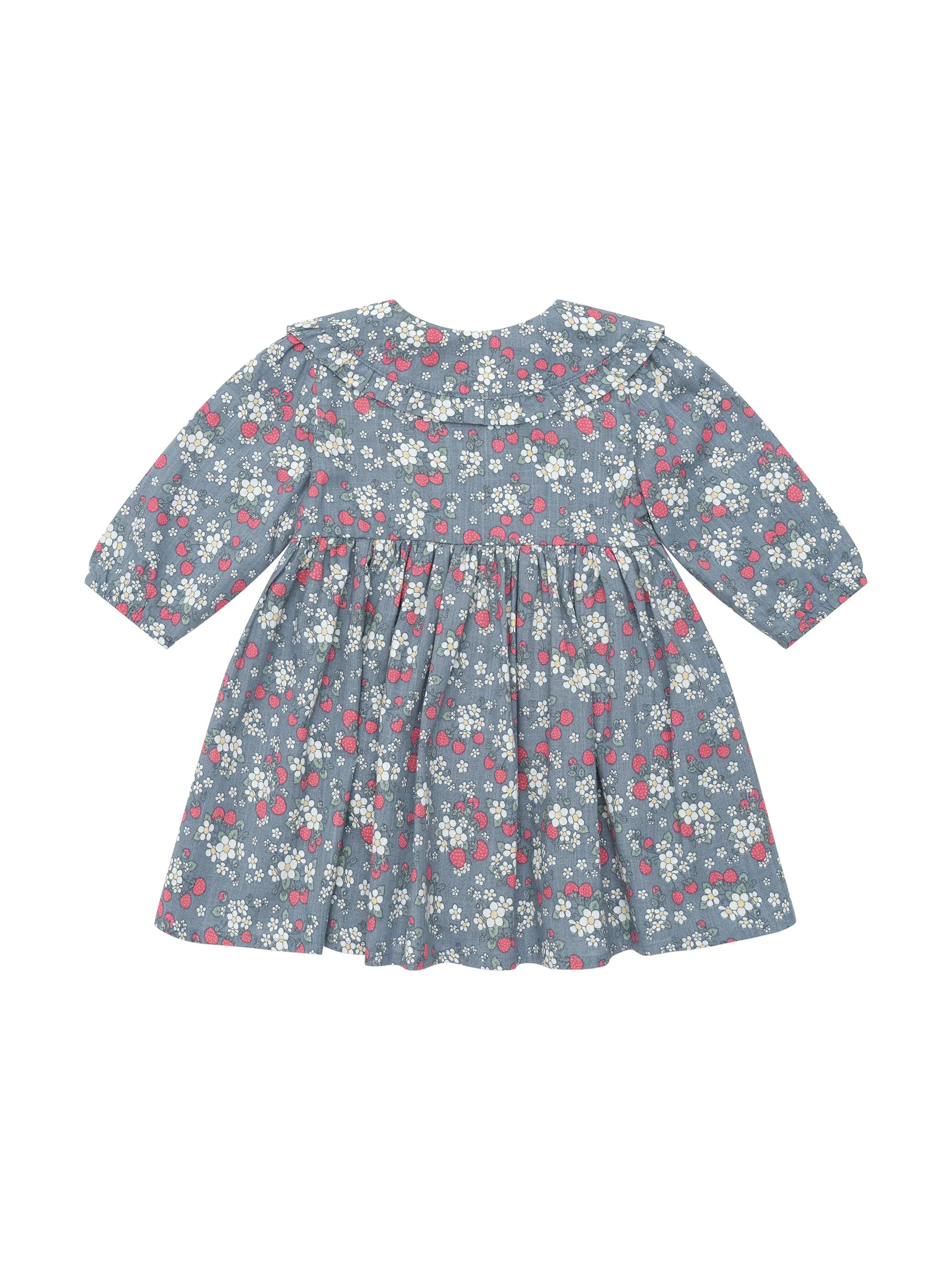 Huxbaby Vintage Strawberry Collar Dress Dusty Blue