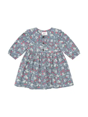 Huxbaby Vintage Strawberry Collar Dress Dusty Blue