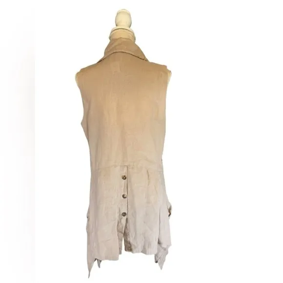 I.C. Collection by Connie K Lagenlook Asymmetrical Hem Tie Pocket Linen Dress