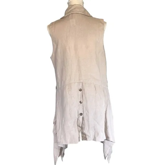 I.C. Collection by Connie K Lagenlook Asymmetrical Hem Tie Pocket Linen Dress