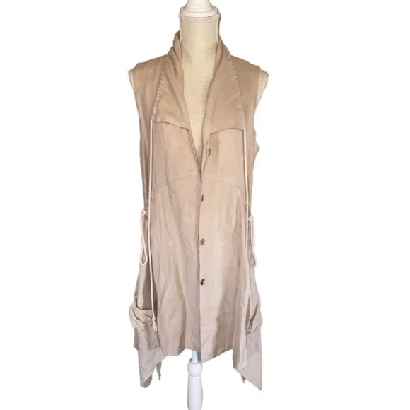 I.C. Collection by Connie K Lagenlook Asymmetrical Hem Tie Pocket Linen Dress
