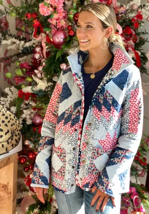 Ida Mae Adeline Patchwork Americana Quilted Snap Jacket