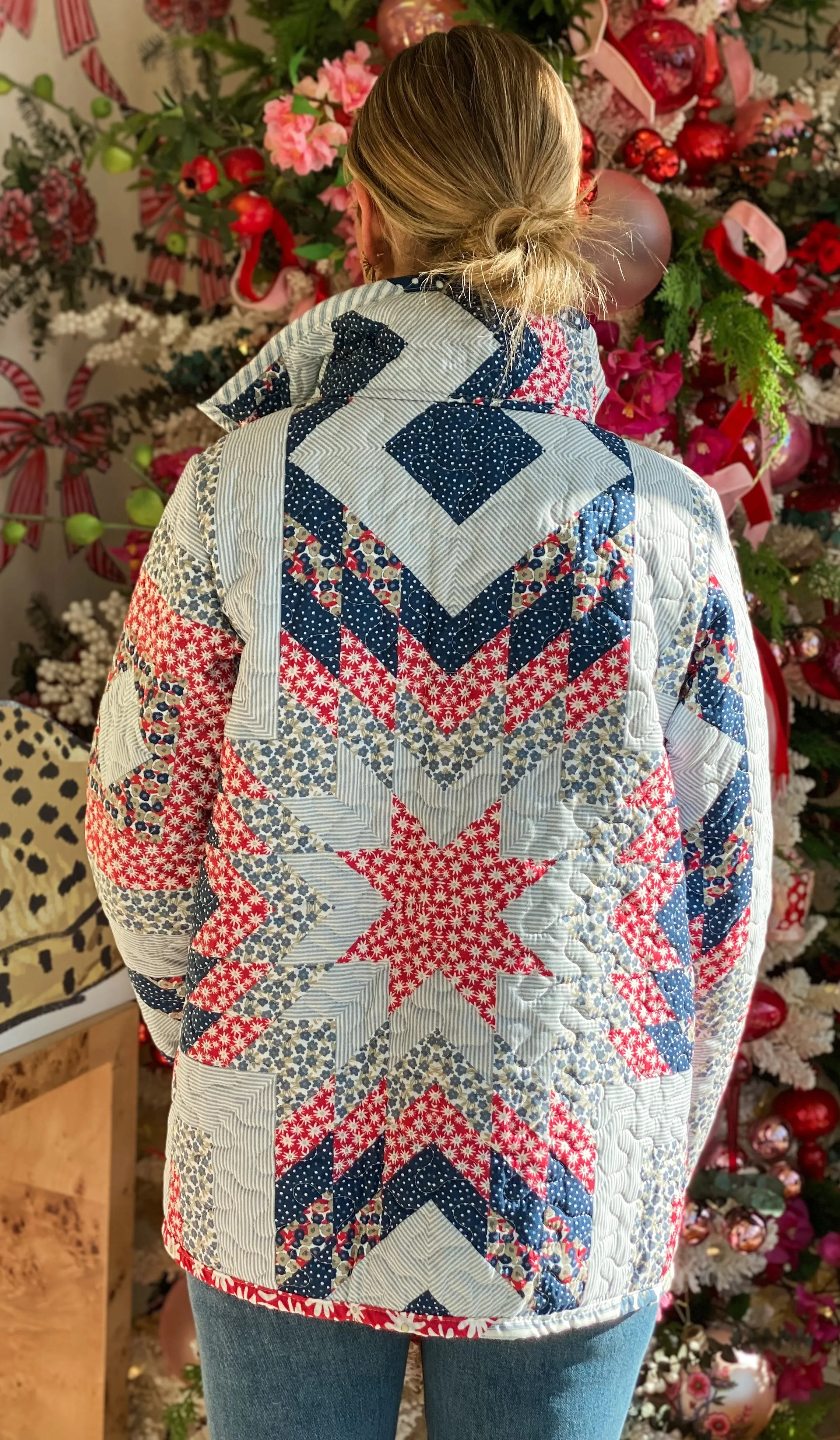Ida Mae Adeline Patchwork Americana Quilted Snap Jacket