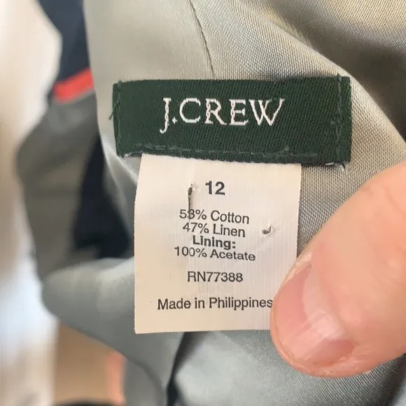 J. CREW Navy Aubrey Ottoman Linen Blend Jacket