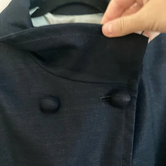J. CREW Navy Aubrey Ottoman Linen Blend Jacket