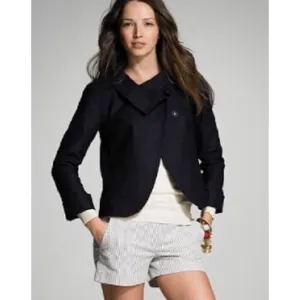 J. CREW Navy Aubrey Ottoman Linen Blend Jacket