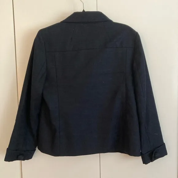 J. CREW Navy Aubrey Ottoman Linen Blend Jacket