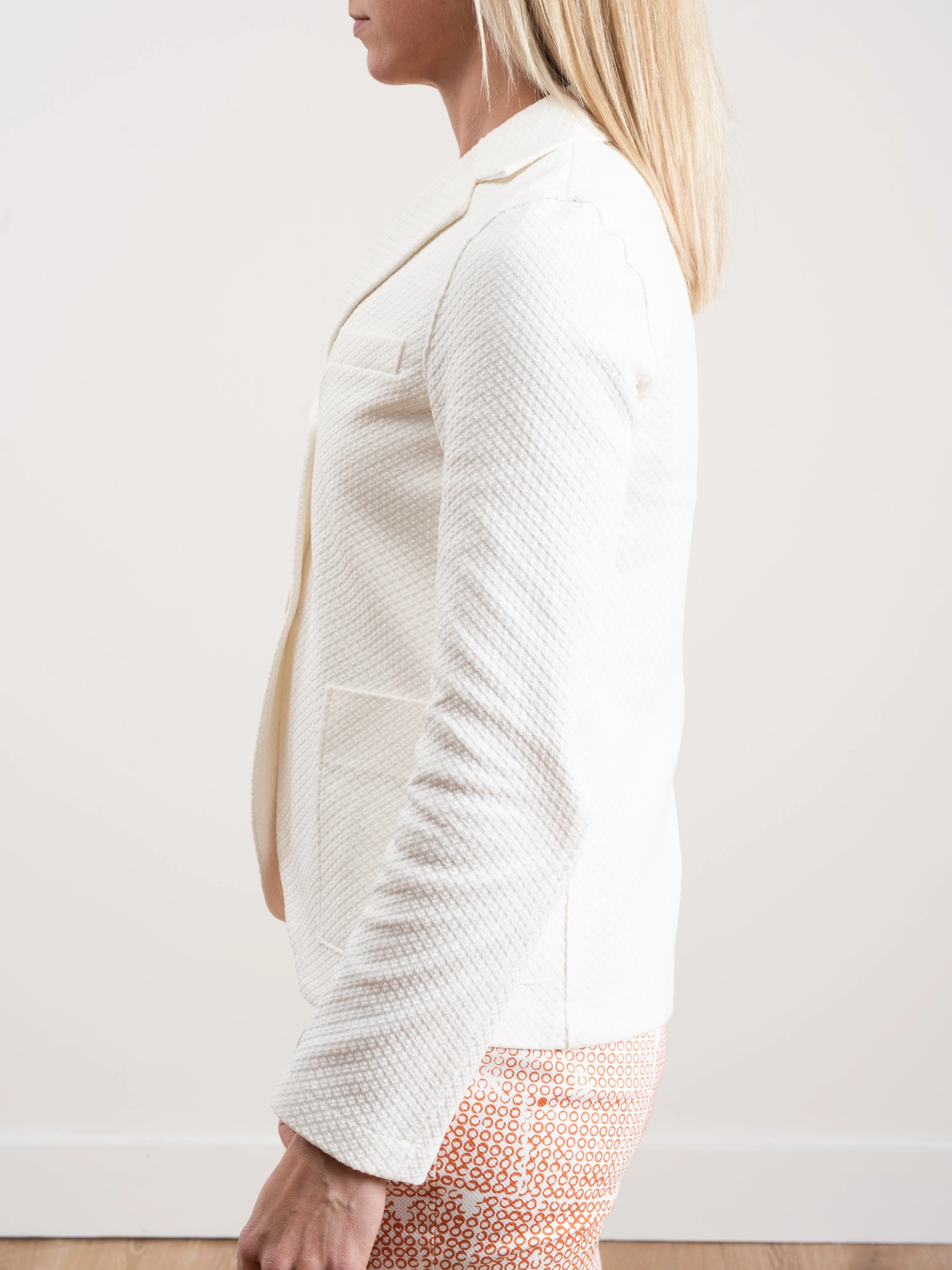 jacquard short boyfriend jacket - off white