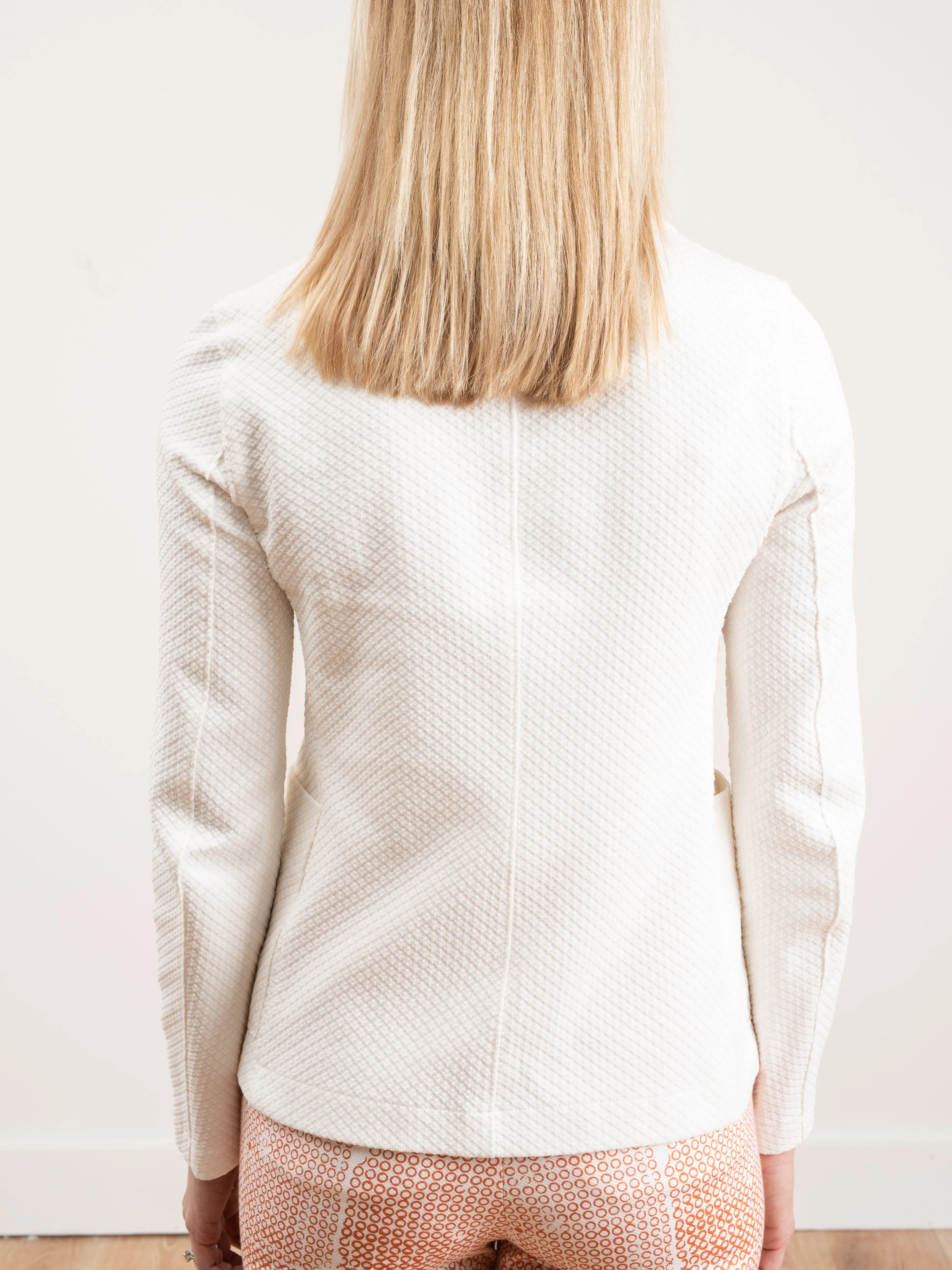 jacquard short boyfriend jacket - off white