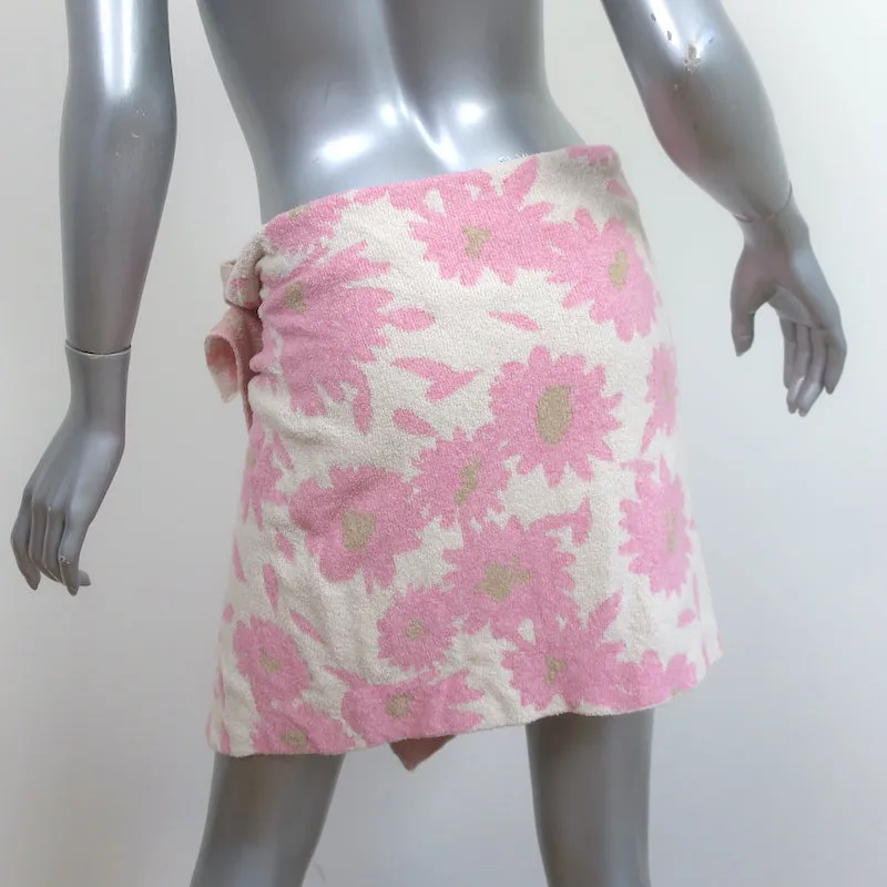 Jacquemus La Jupe Bagnu Mini Wrap Skirt Pink Floral Print Cotton-Blend Size 36
